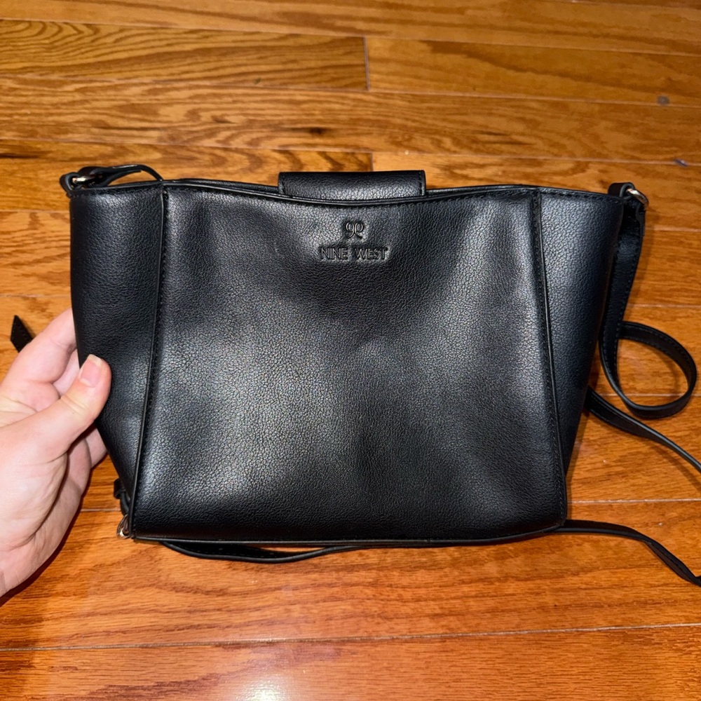 Nine West Black Pebbled Crossbody Shoulder Bag